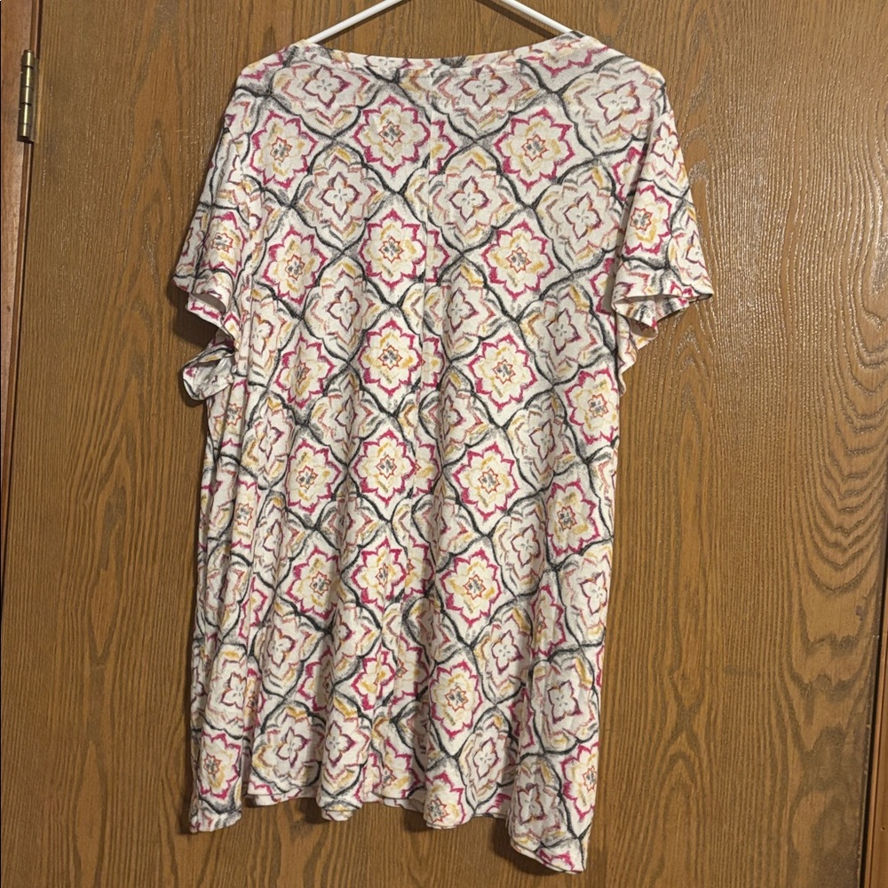 Lane Bryant Geometric Floral Short Sleeve Top - Multicolor Size 22/24 - Picture 5 of 5